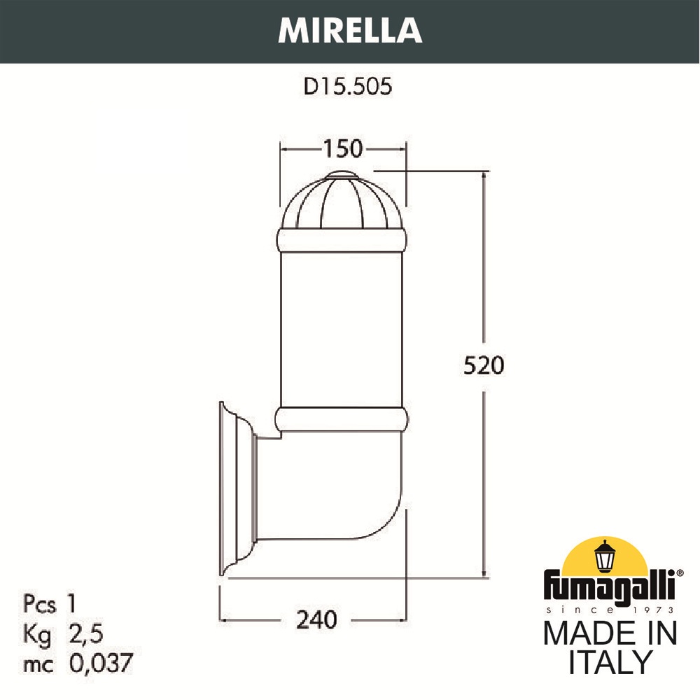 Уличный настенный светильник FUMAGALLI MIRELLA D15.505.000.BXF1R.FC1