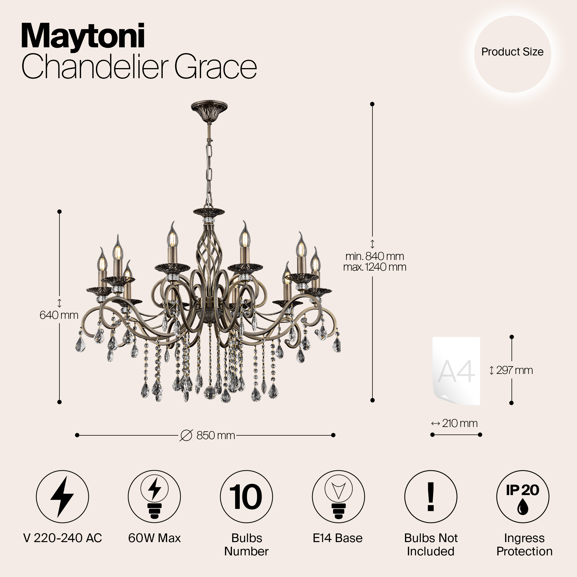 Подвесная люстра Maytoni Elegant RC247-PL-10-R_MY