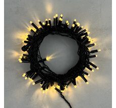 Гирлянда Нить с Колпачком 10м Тепло-Белая 24В, 100 LED, Провод Черный ПВХ, IP65 PST100CAP-11-1WW