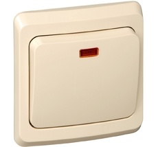 Выключатель встраиваемый одноклавишный с подсветкой (кремовый) Systeme Electric BC10-007K