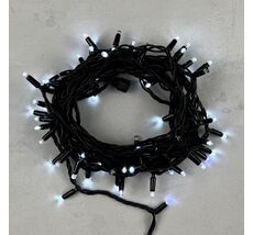 Гирлянда Нить 10м Белая с Мерцанием Белого Диода 220В, 75 LED, Провод Черный Каучук, IP65 LL75BLW-1-2W