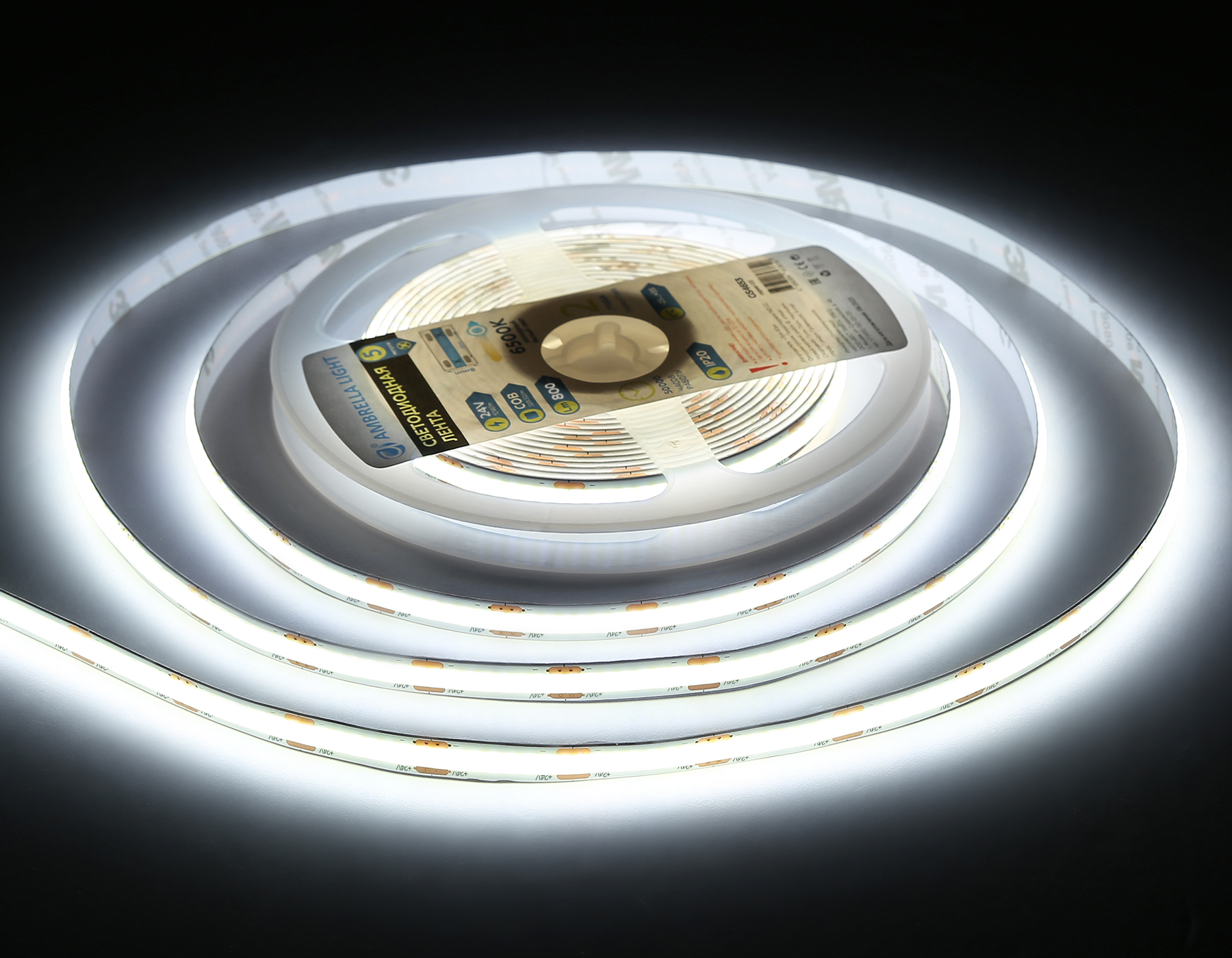 Светодиодная лента Ambrella Light GS4653 COB 320Led /10W m/ 24V 6500K 5m Ambrella Light LED Strip GS4653_AMB