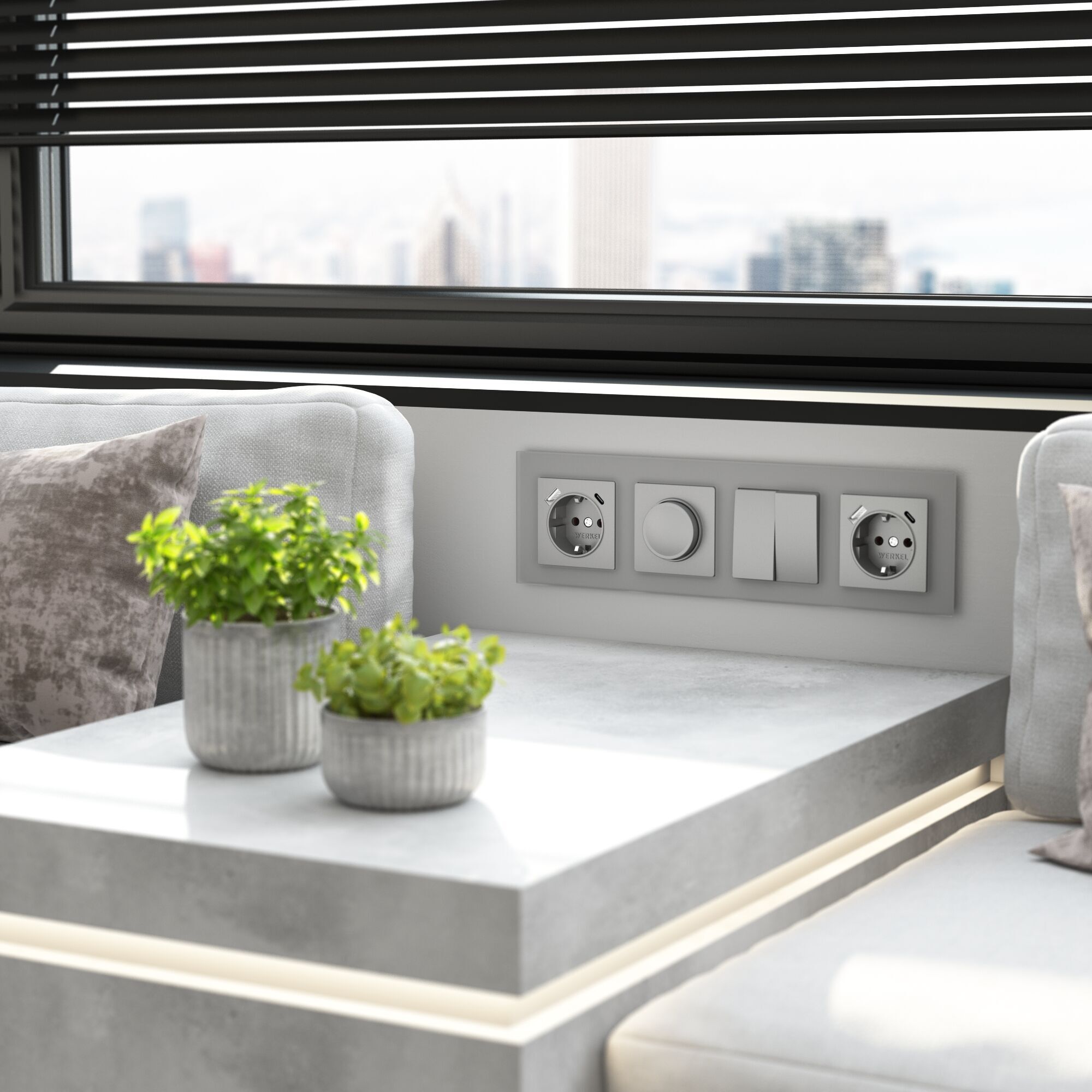 Рамка на 4 поста Senso (серебряный, стекло soft-touch) Werkel a064571_WR