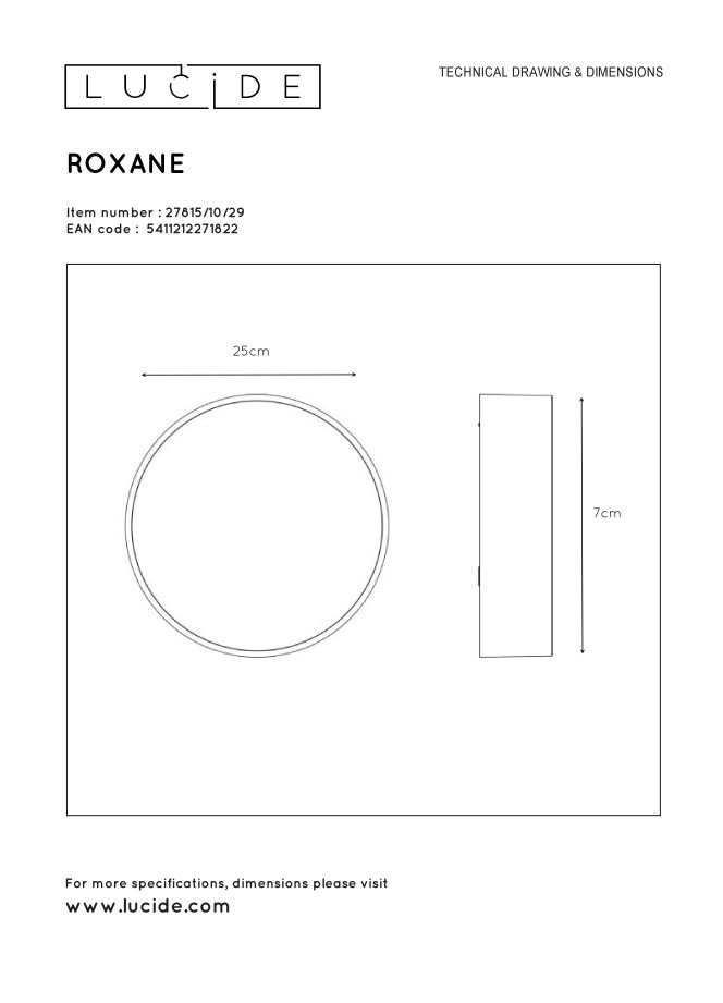 Потолочный светильник Lucide ROXANE 27815/10/29