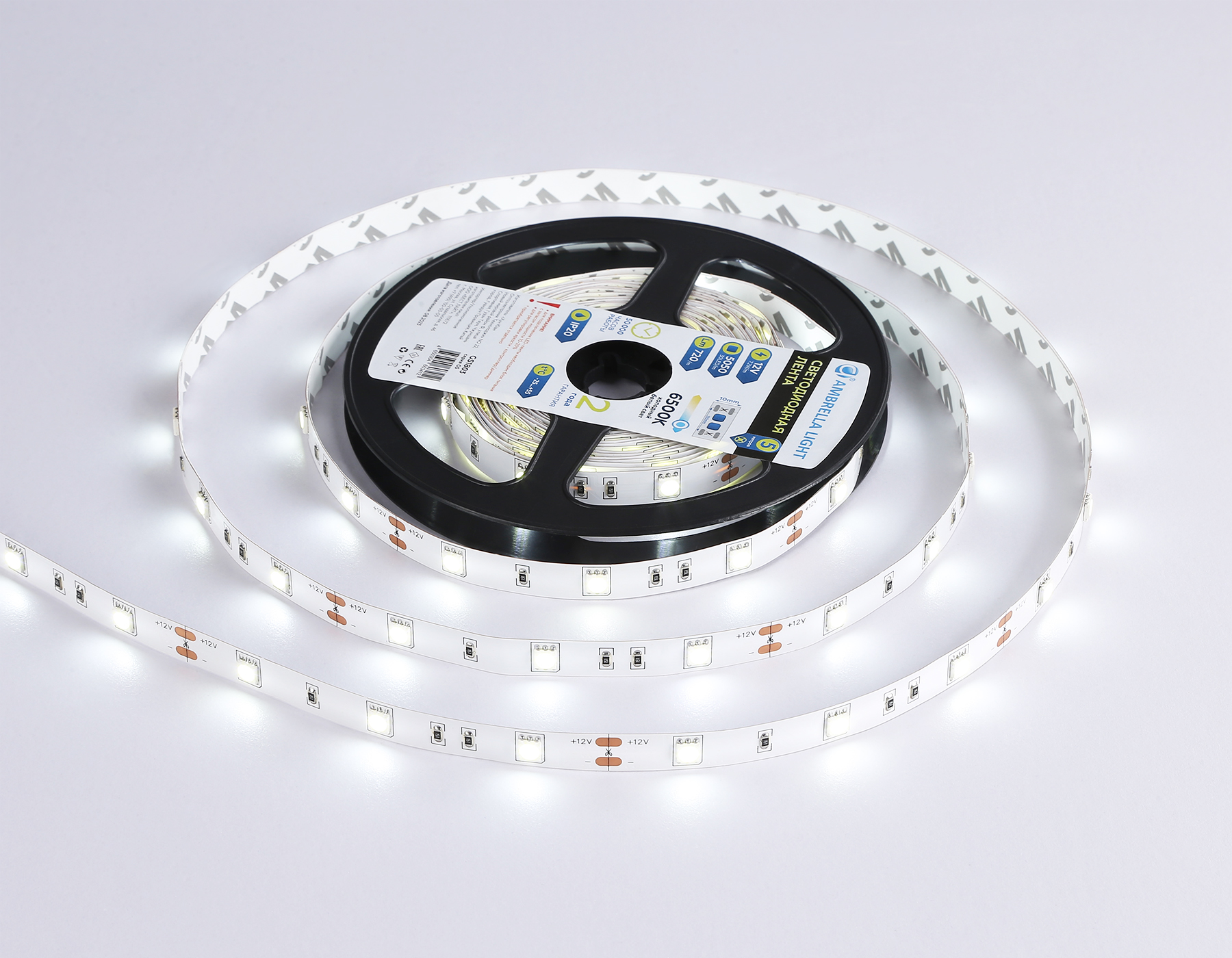 Светодиодная лента 5050 30Led, 7.2W m, 12V IP20 6500K 5m Ambrella Light GS GS1803_AMB