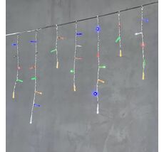 Гирлянда LTC Бахрома с Колпачком 3,1 x 0,5 м Разноцветная с Мерцанием Белого Диода 220В, 120 LED PIL120BLWCAP-10-2M