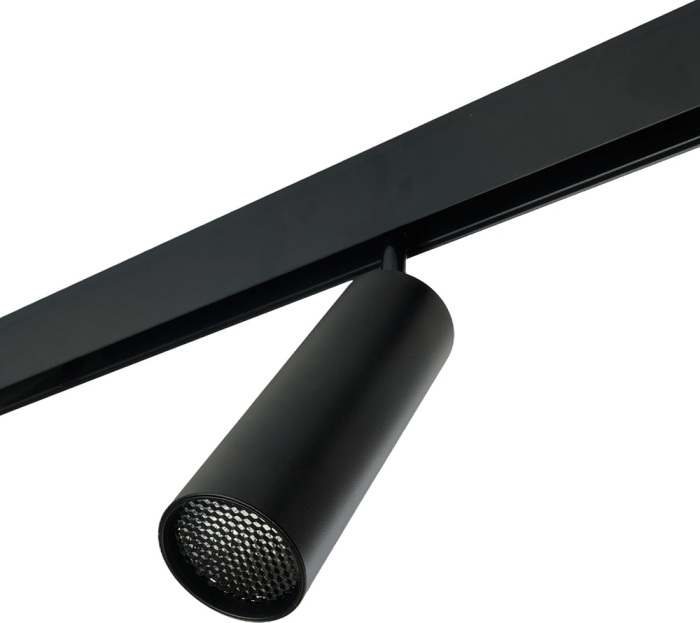 Трековый светодиодный светильник низковольтный 12W 48V черный с антибликовой решеткой Feron 48920_FR