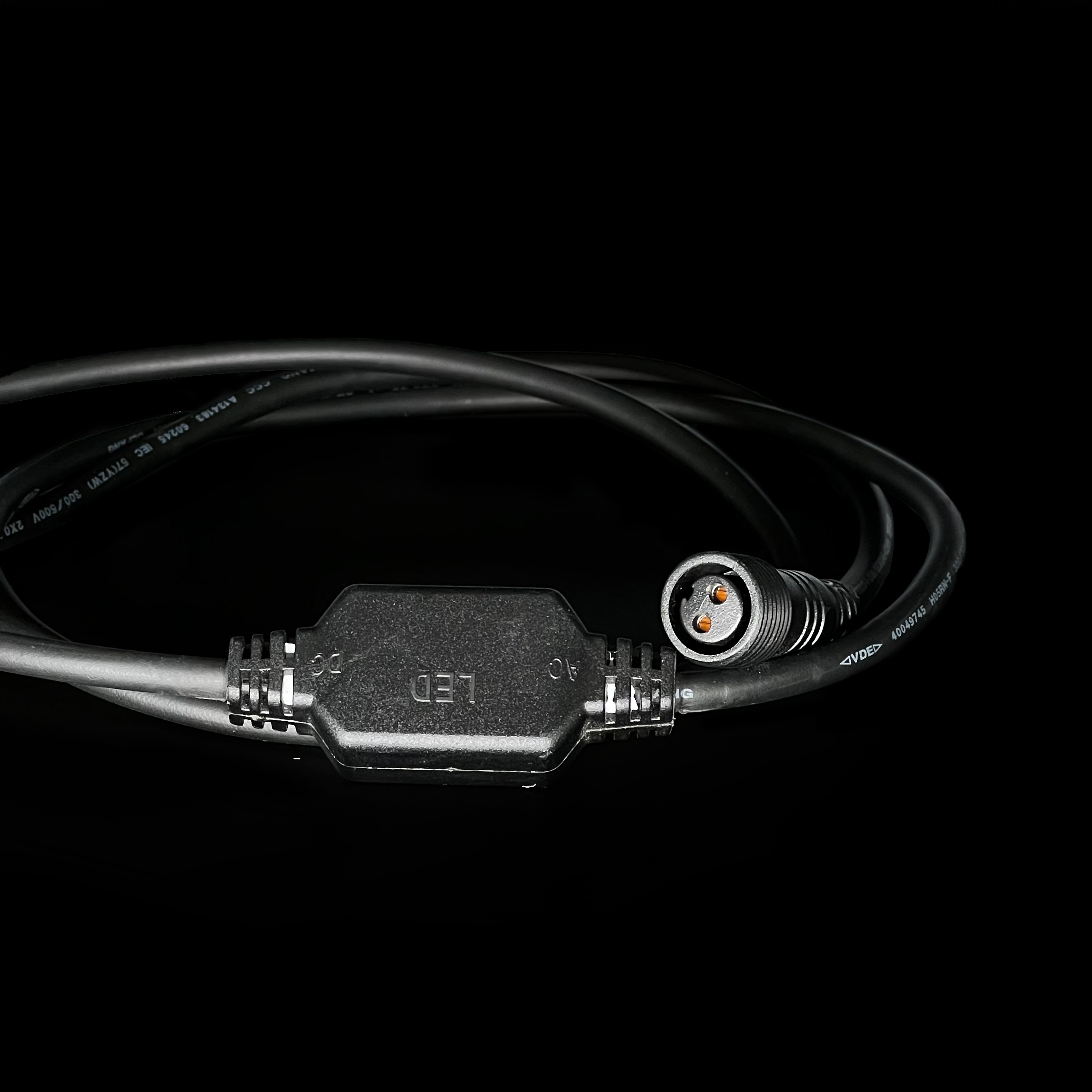 Силовой Провод 1,2м с Выпрямителем для Каучуковых и ПВХ Нитей 220В, Провод Черный Каучук, IP65 LLC-1-3A