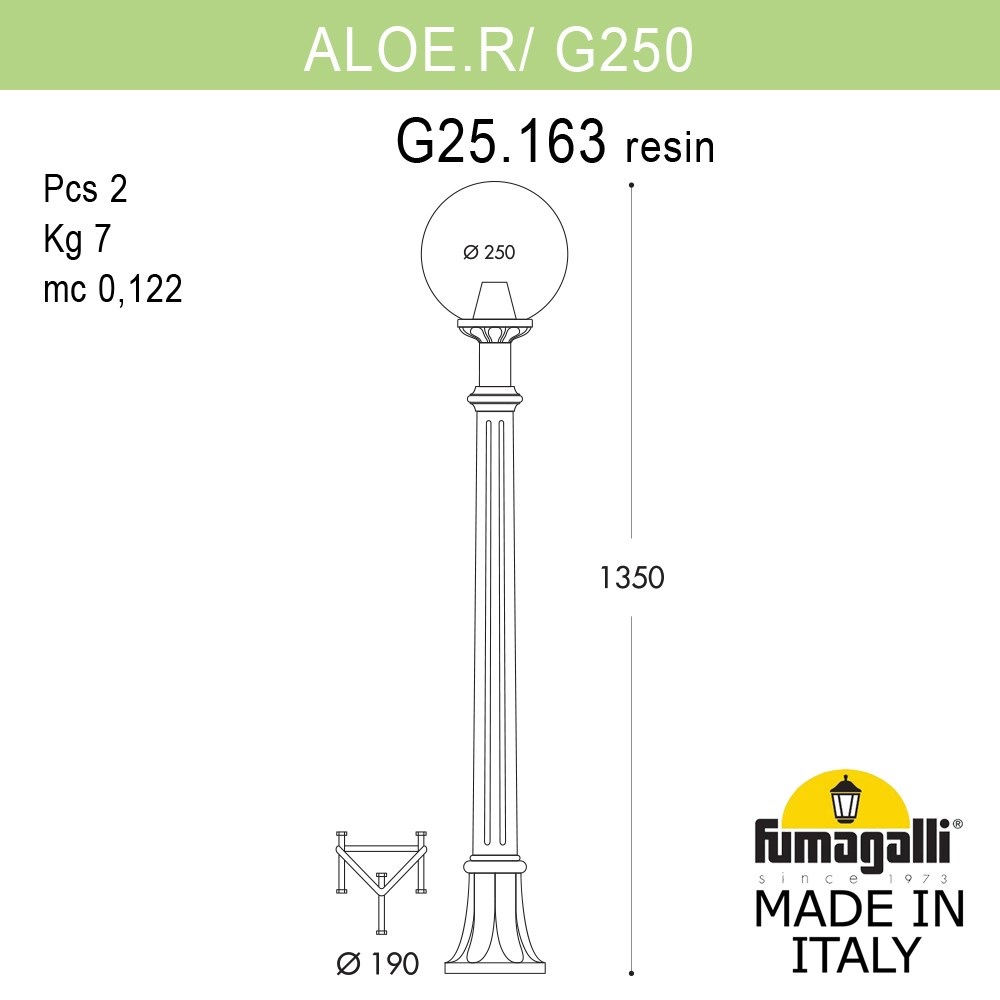 Уличный садовый светильник-столбик FUMAGALLI ALOE.R G25.163.000.VZF1R