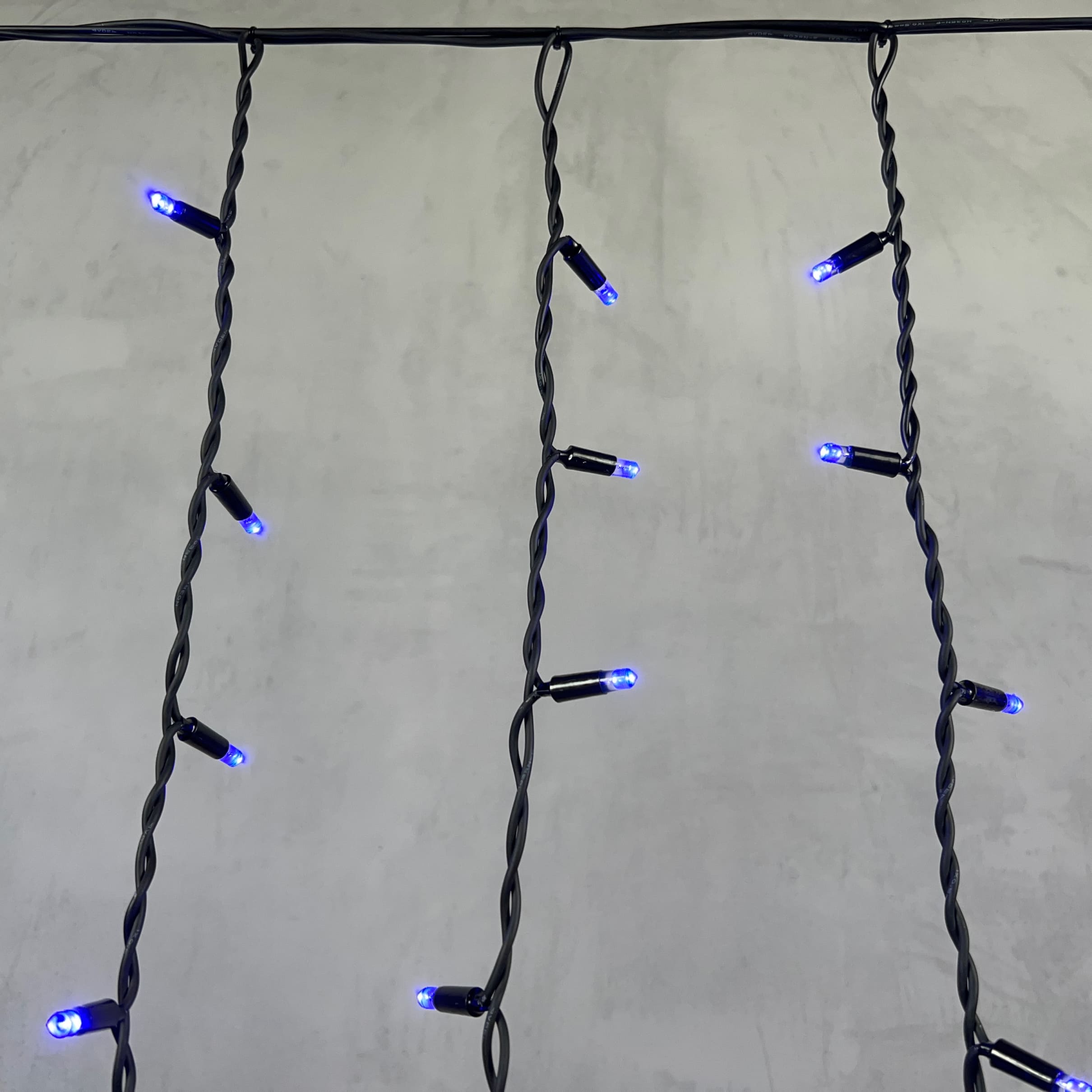 Гирлянда Бахрома 3,2 x 0,9 м Синяя 220В, 168 LED, Провод Черный Каучук, IP65 LL168-1-2B