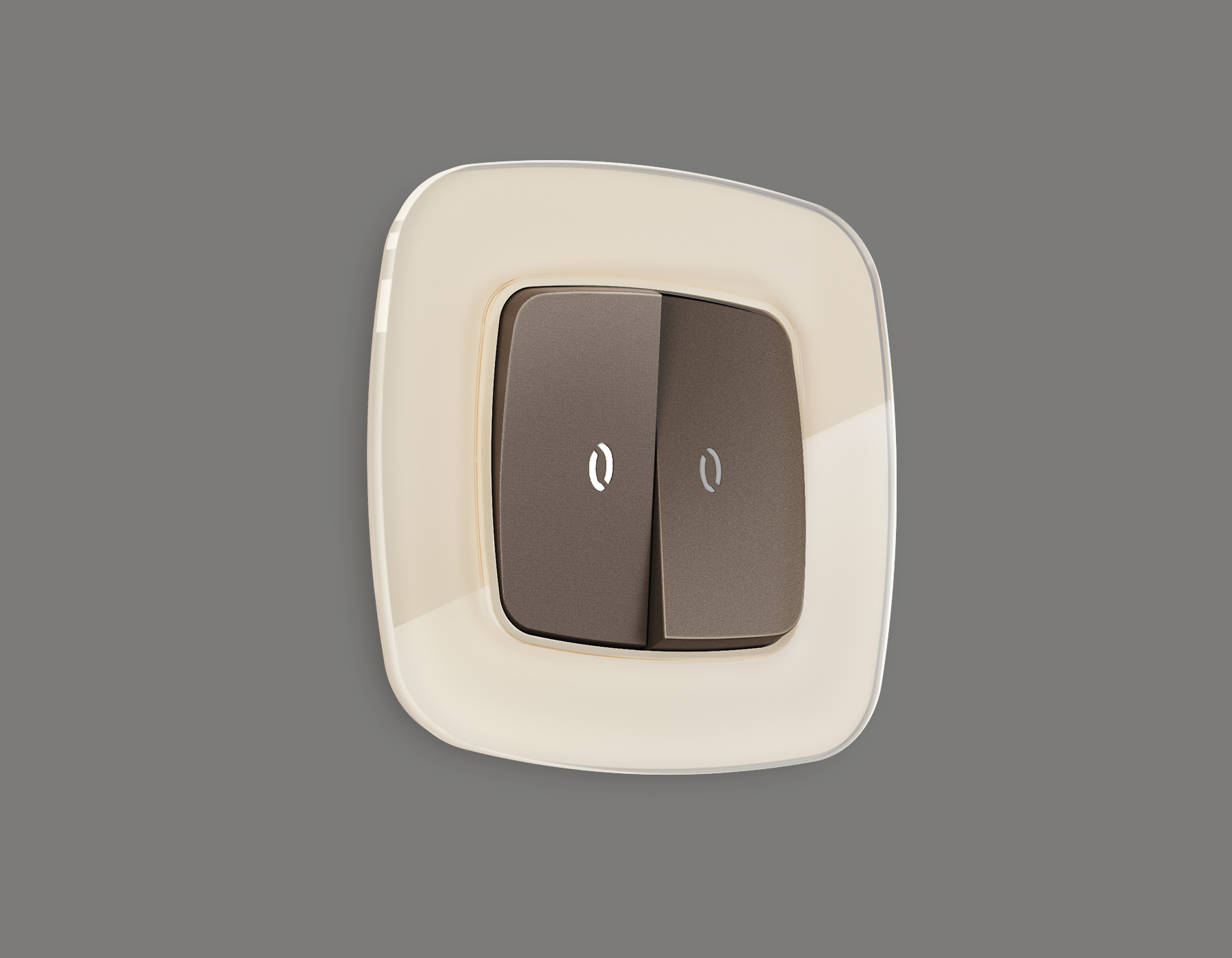 Выключатель двухклавишный проходной с подсветкой 5600K Ambrella Volt OMEGA QUANT MO634035_AMB