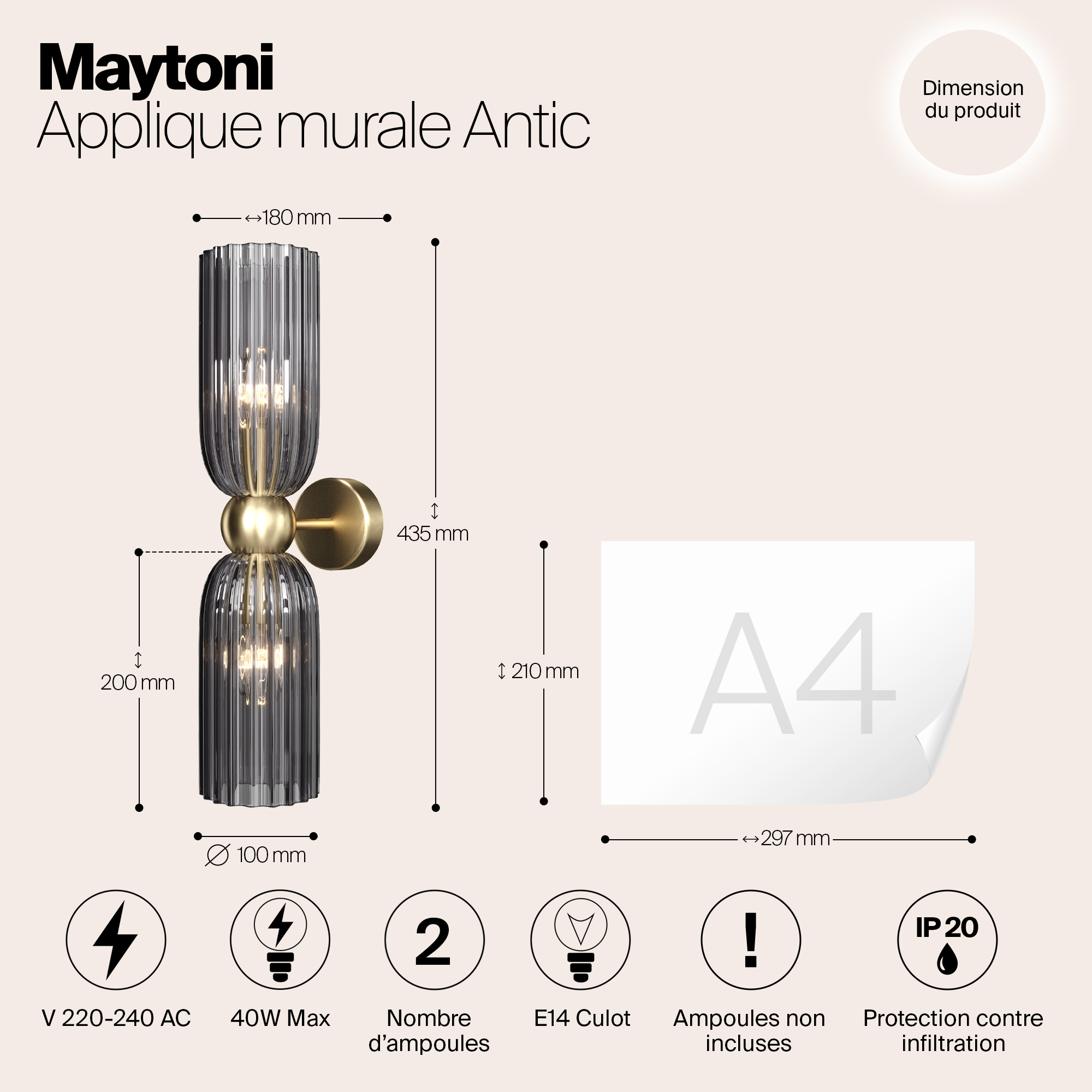 Бра Maytoni Modern Antic MOD302WL-02GR_MY