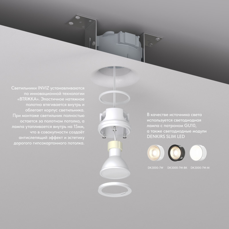 Встраиваемый светильник Denkirs INVIZ DK2080-WH