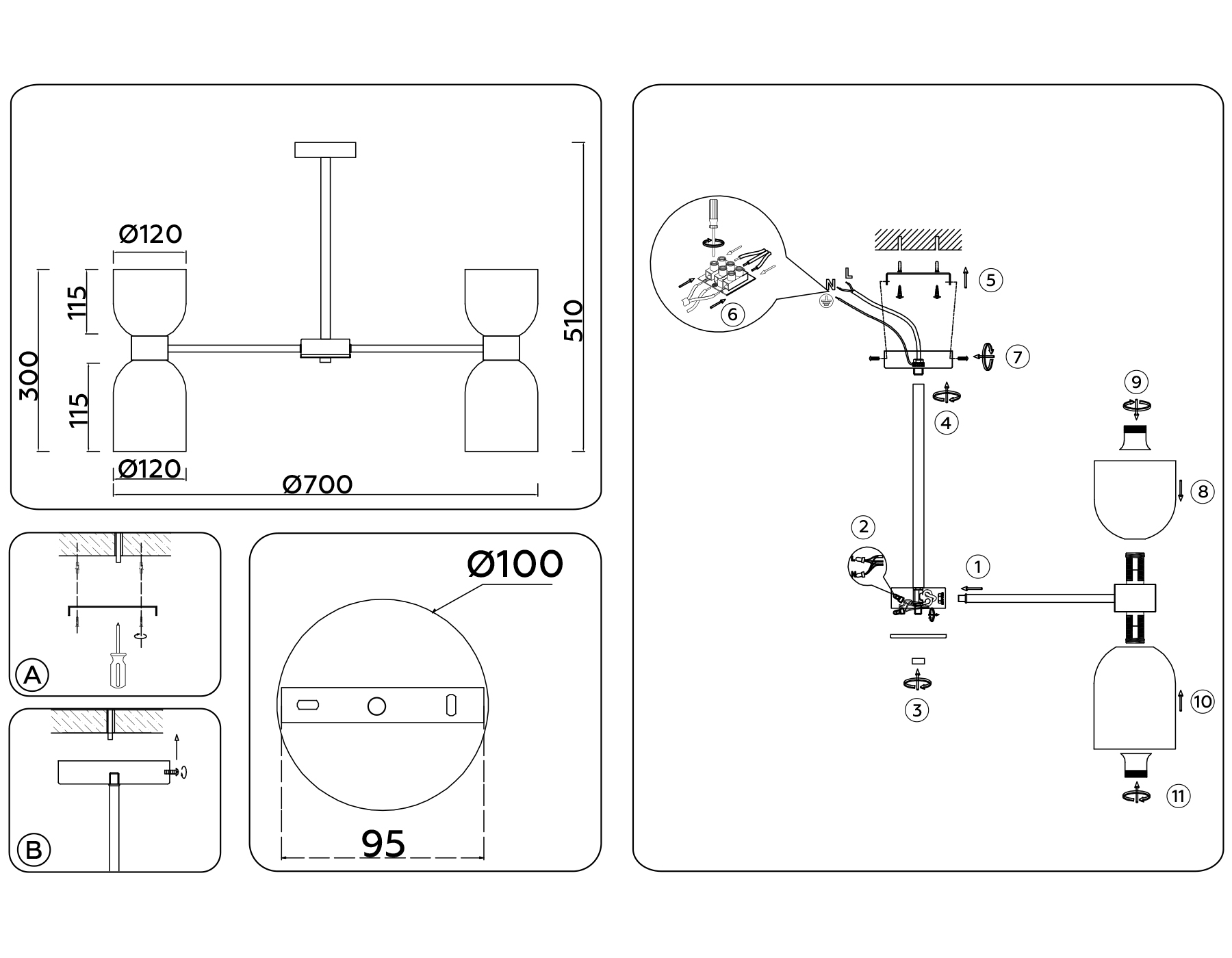 Потолочная люстра на штнаге Ambrella Light Heigh Light HIGH LIGHT LH56093_AMB