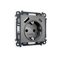 Розетка Ambrella Volt ALFA 2USB A+C 20W быстрая зарядка с заземлением и шторками 2P+E 16A-250V QUANT MA660010_AMB