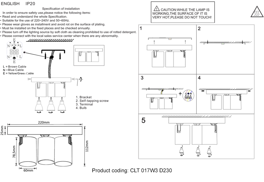 Спот Crystallux CLT 017W3 D230 BL_CR