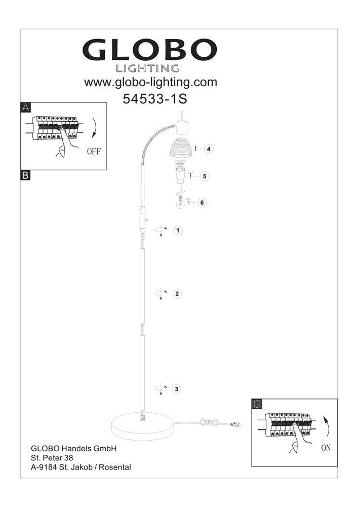 Торшер Globo Panna 54533-1S_GL
