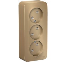 Розетка накладная тройная без заземления со шторками (титан) Systeme Electric BLNRA001314