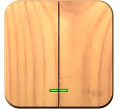 Выключатель накладной двухклавишный с подсветкой (ясень) Systeme Electric BLNVA105115