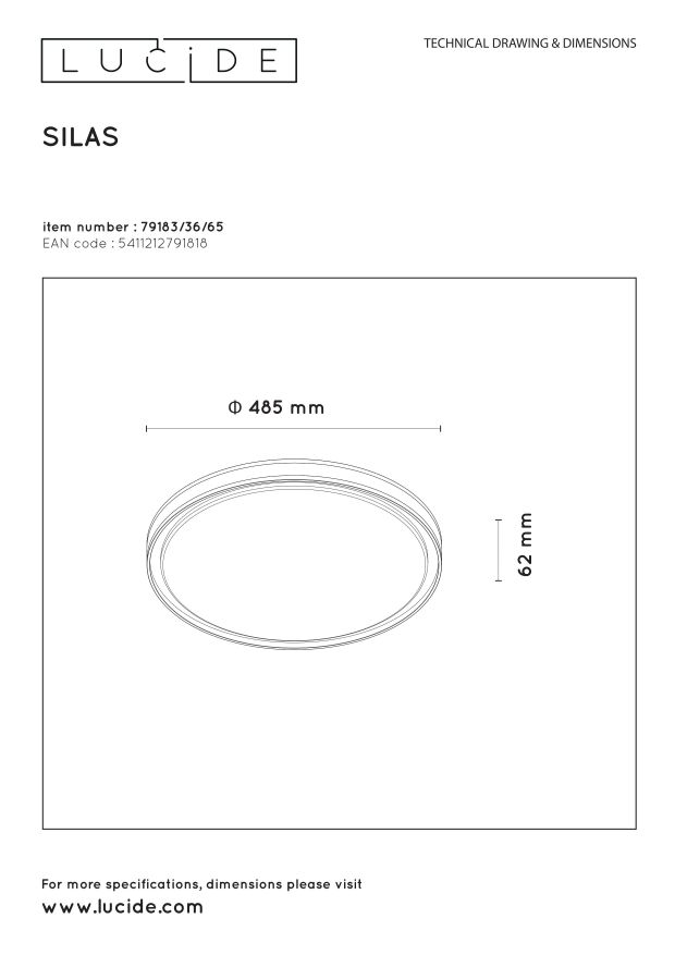 Потолочный светильник Lucide SILAS 79183/36/65