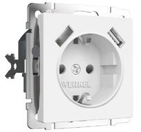 Розетка с заземлением, шторками и USB Werkel a062406_WR