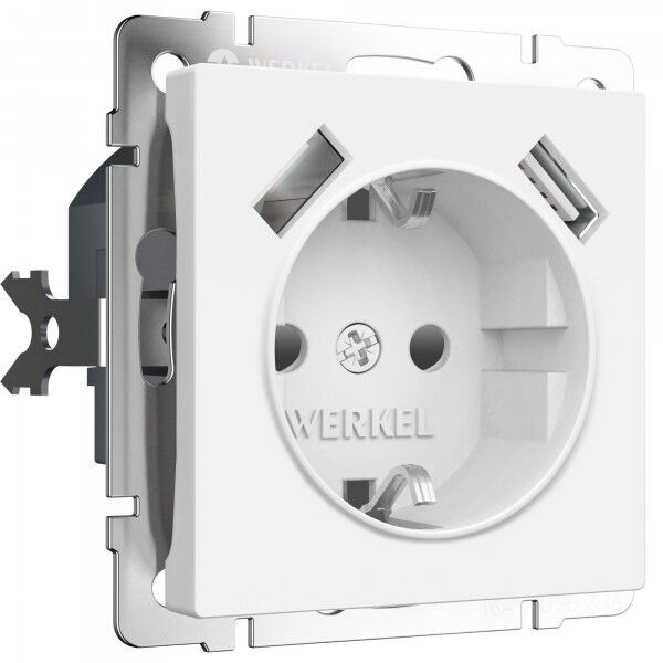 Розетка с заземлением, шторками и USB Werkel a062406_WR