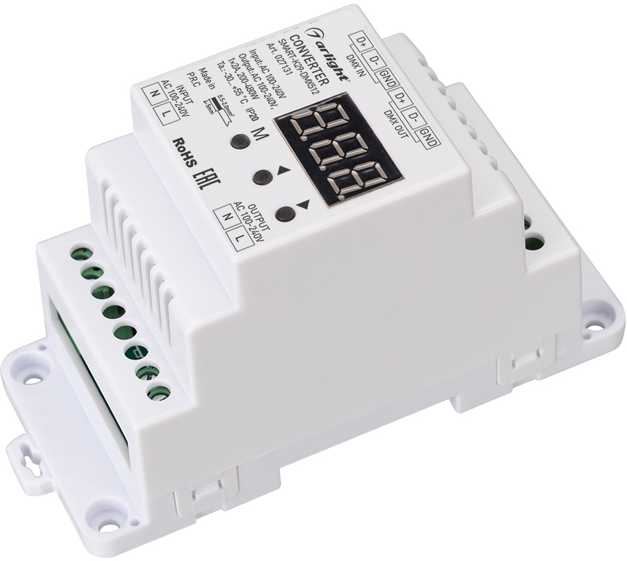 Конвертер SMART-K29-DMX512 (230V, 1x2A, TRIAC, DIN) ( Arlight 027131_ARL