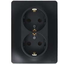 Розетка встраиваемая двойная с заземлением (антрацит) Systeme Electric GSL000724