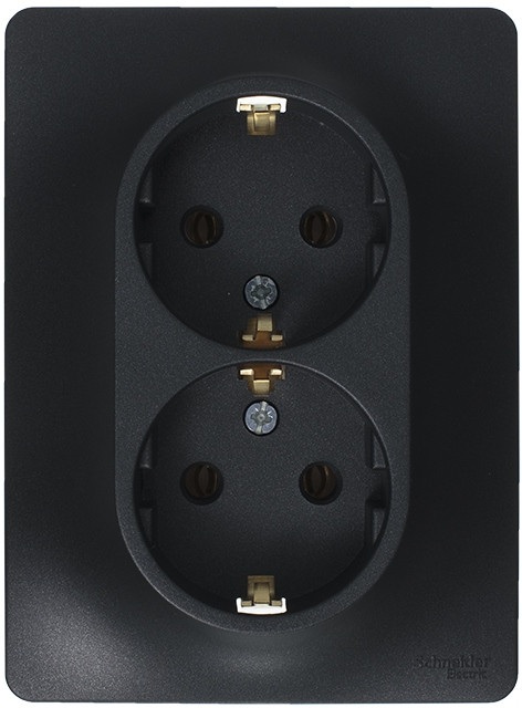 Розетка встраиваемая двойная с заземлением (антрацит) Systeme Electric GSL000724