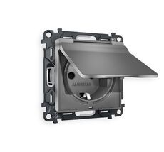 Розетка Ambrella Volt ALFA с заземлением с шторками и защитной крышкой 2P+E 16A-250V IP44 QUANT MA658010_AMB