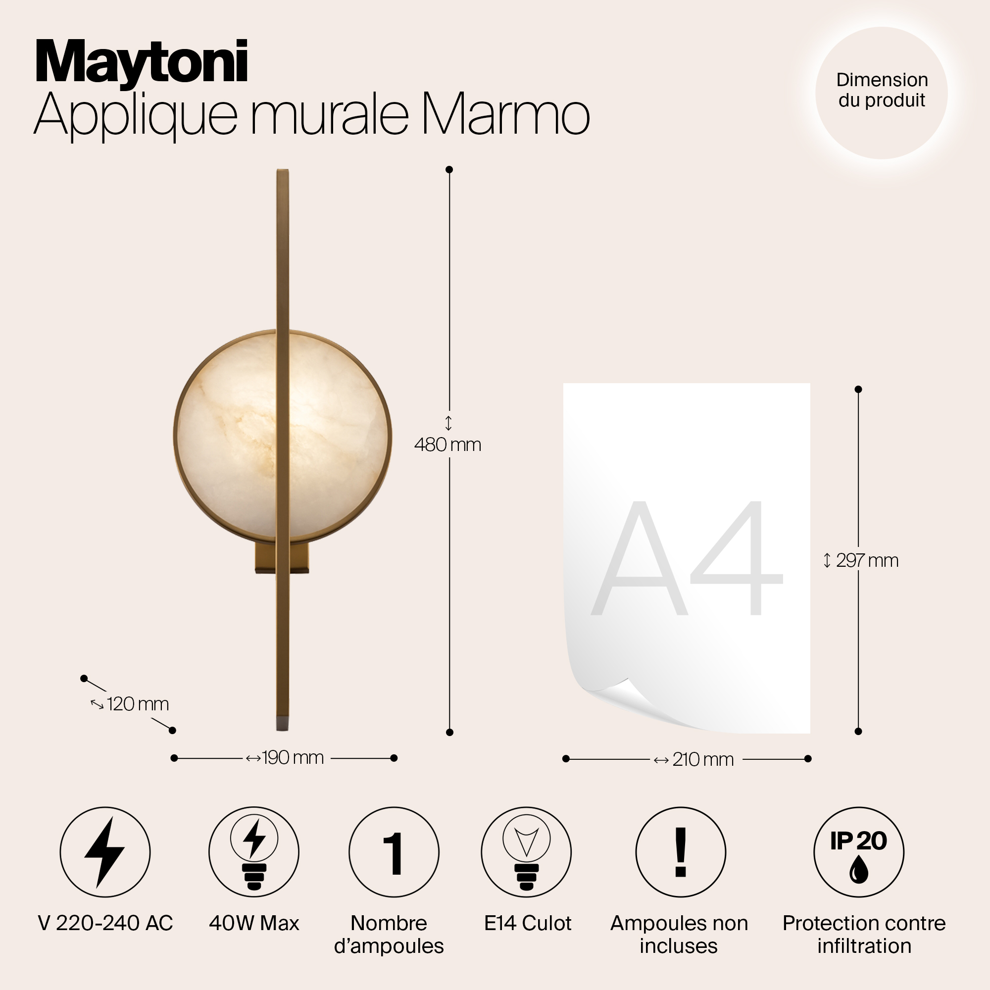 Бра Maytoni Marmo MOD099WL-01G_MY