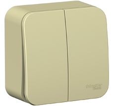 Выключатель накладной двухклавишный (бежевый) Systeme Electric BLNVA105017