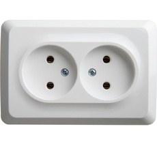 Розетка накладная двойная без заземления (белый) Systeme Electric PA16-105B
