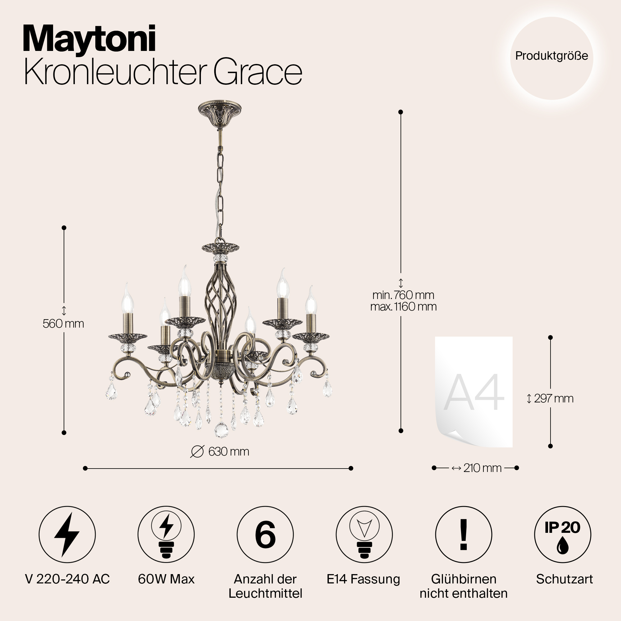 Подвесная люстра Maytoni Elegant RC247-PL-06-R_MY