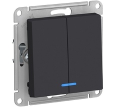 Выключатель встраиваемый двухклавишный с подсветкой (карбон) Systeme Electric ATN001053
