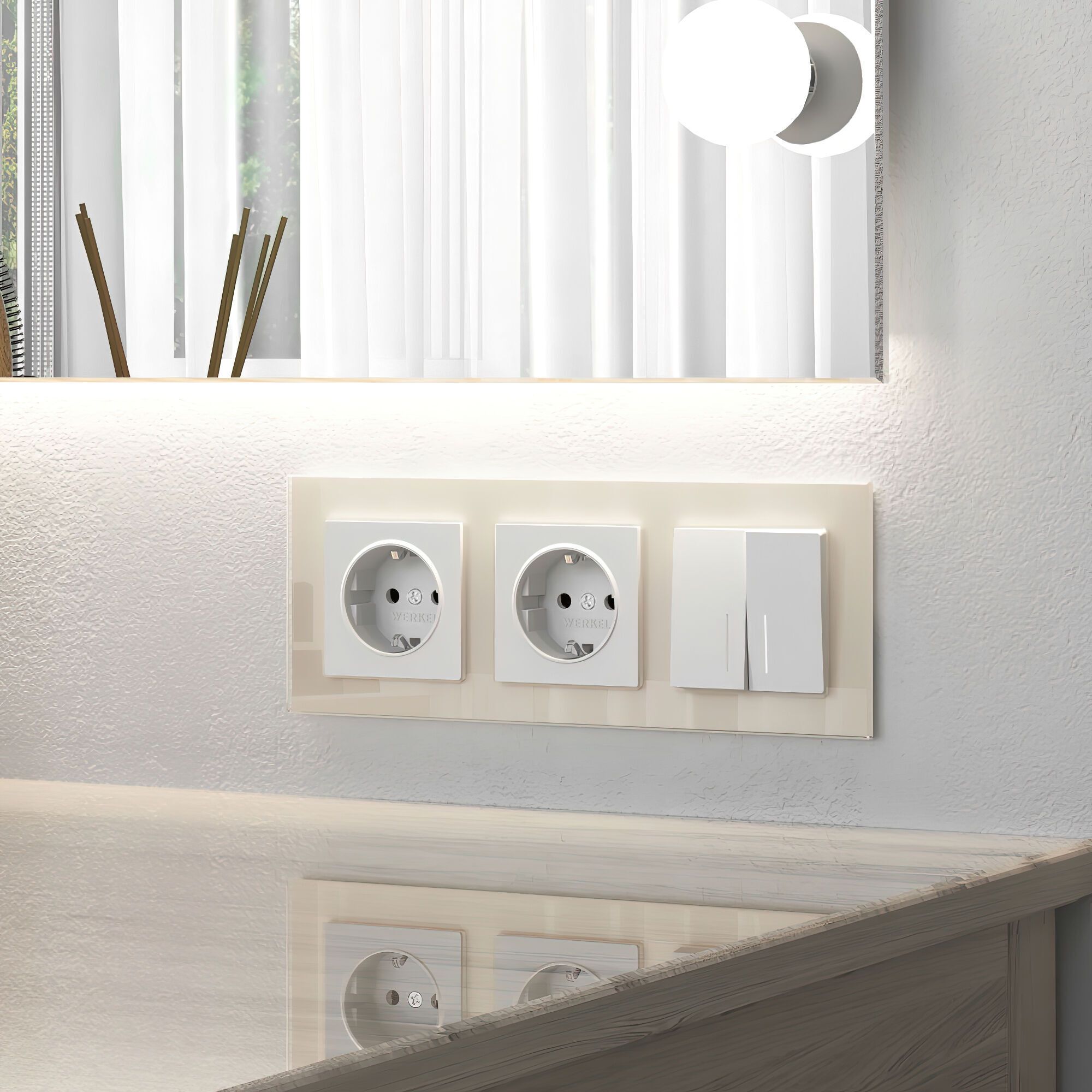 Выключатель двухклавишный проходной с подсветкой Werkel a062402_WR