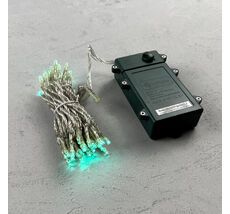 Гирлянда Нить на Батарейках 5м Аква, 50 LED, Провод Прозрачный Силикон, IP65 EST50-4W10-8A