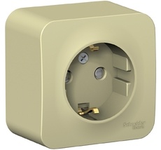 Розетка накладная с заземлением и шторками (бежевый) Systeme Electric BLNRA011117