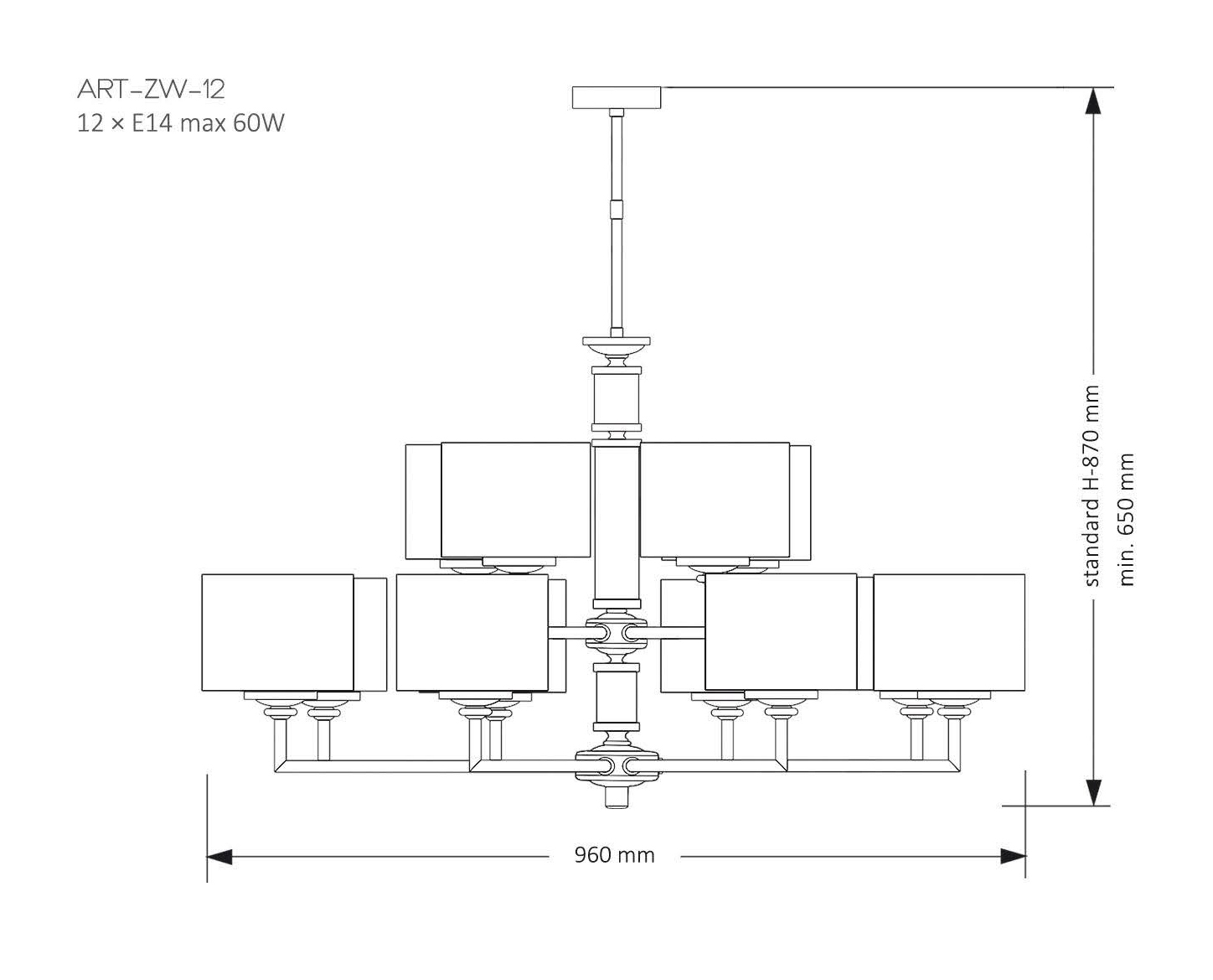 Потолочная люстра Kutek Artu ART-ZW-12(N)