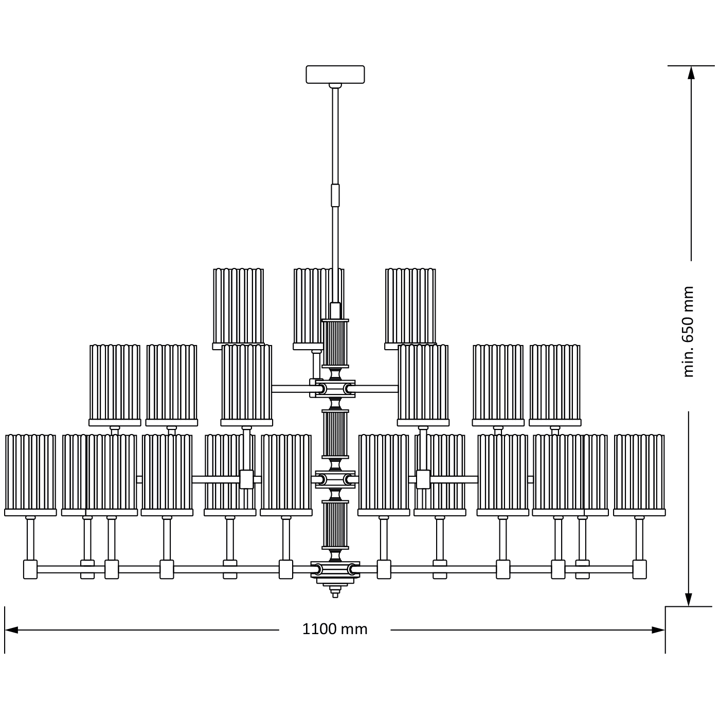 Подвесная люстра на штанге KUTEK MOOD Empoli Ryfel EMP-ZW-12+6+3(ZM)R