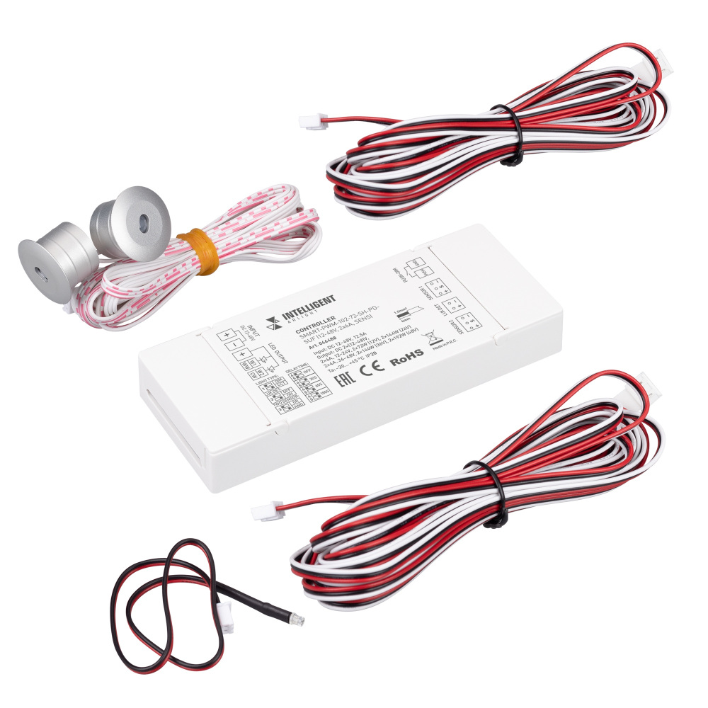 INTELLIGENT ARLIGHT Контроллер лестничный SMART-PWM-102-72-SH-PD-SUF (12-48V, 2x6A, SENS) (IARL, IP20 Пластик, 5 лет) 046488 Arlight 046488_ARL
