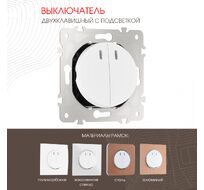 Выключатель двухклавишный с подсветкой 10AX 250V Arte Milano 202.31-2.white