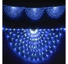 Светодиодная Сеть Радужная 3 x 0,5 м Бело-Синяя, 348 LED, Провод Прозрачный Силикон, IP65 RNL384-5W-10-2WB