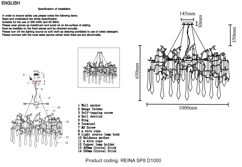 Подвесная люстра Crystallux REINA REINA SP8 D1000 GOLD PEARL_CR