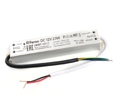 Трансформатор для светодиодной ленты 20W 12V IP67 (драйвер) Feron 48052_FR