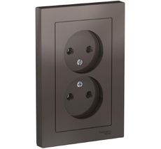 Розетка встраиваемая двойная без заземления (мокко) Systeme Electric ATN000620