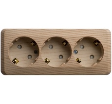 Розетка накладная тройная с заземлением и шторками (сосна) Systeme Electric PA16-012D
