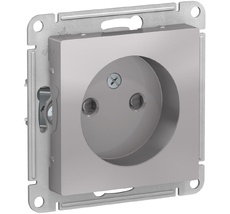 Розетка встраиваемая без заземления со шторками (алюминий) Systeme Electric ATN000349