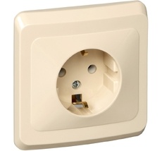 Розетка встраиваемая с заземлением (кремовый) Systeme Electric PC16-003K