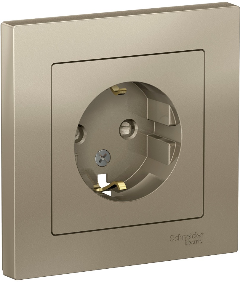 Розетка встраиваемая с заземлением и шторками (шампань) Systeme Electric ATN000544